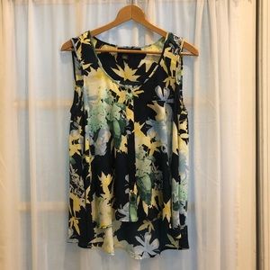 Style & Co Navy Floral Sleeveless Top
